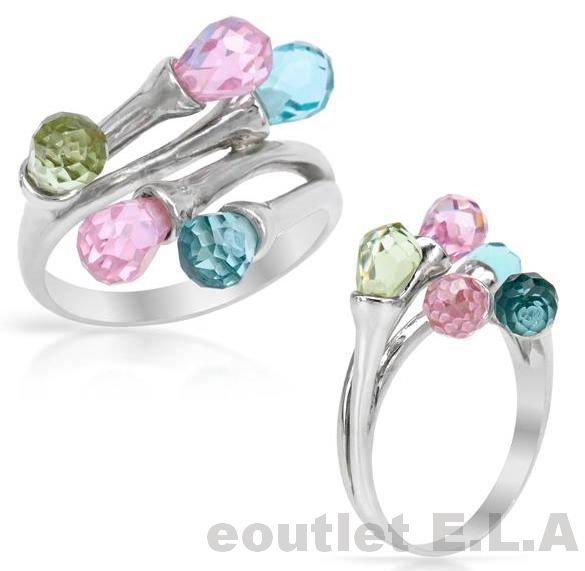 SHOOTING STARS SWAROVSKI CRYSTALS SILVER RING-sz 8